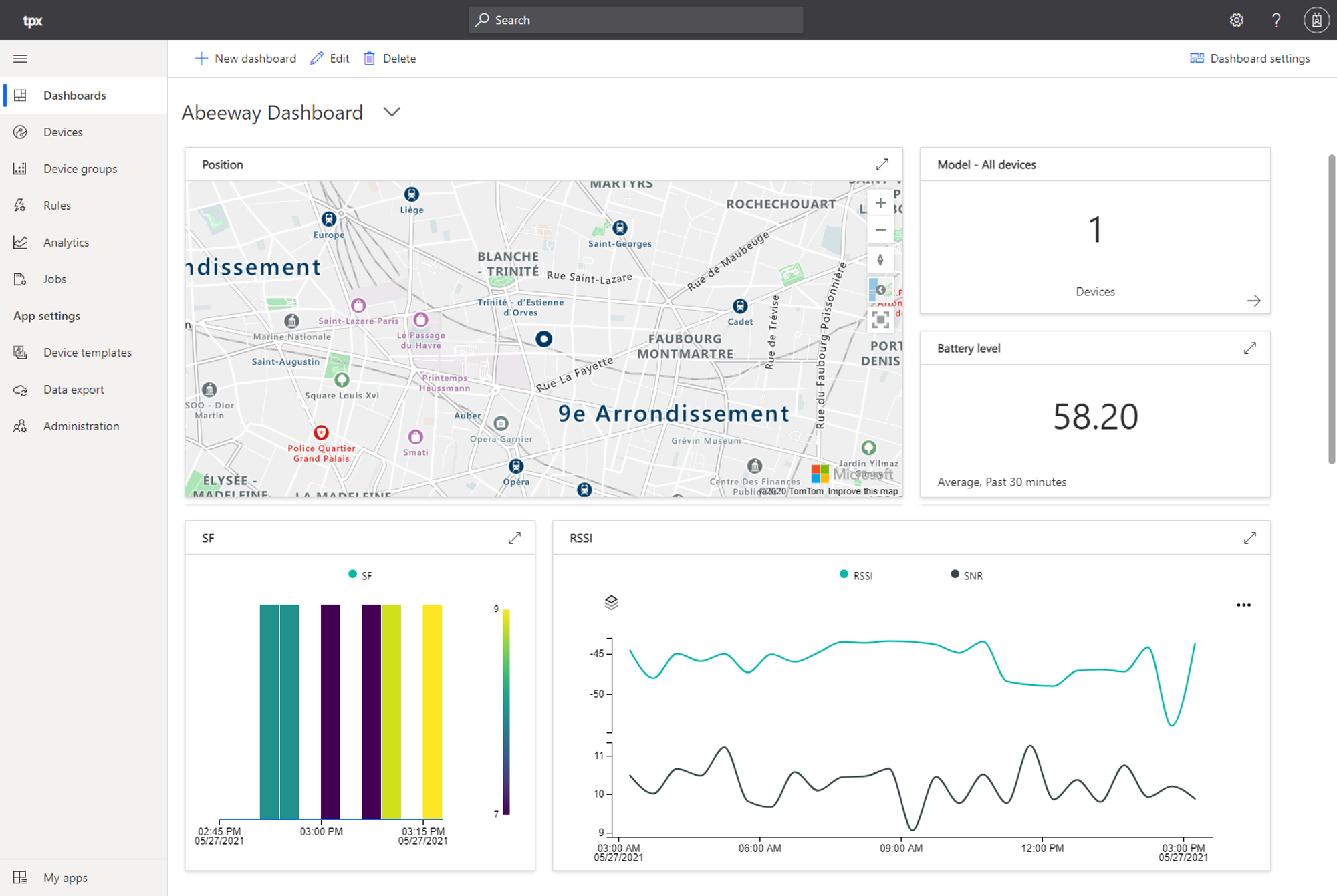 Build a position tracking dashboard with Azure IoT Central and Abeeway